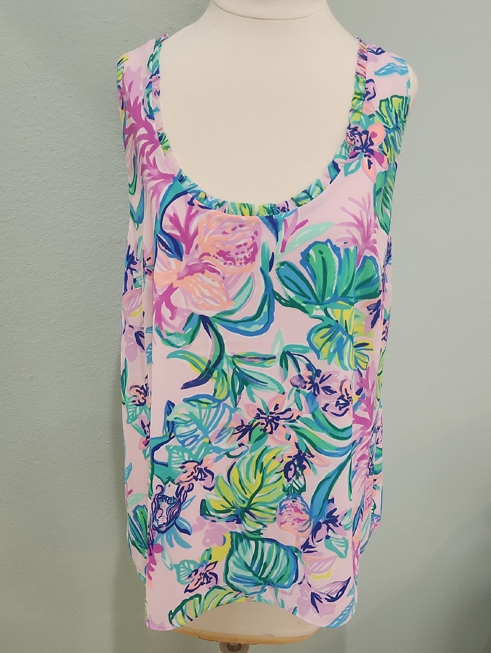 Lilly Pulitzer Pink Tropical Floral Sleeveless Tank